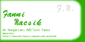 fanni macsik business card